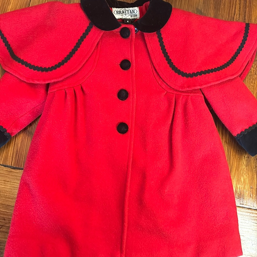 Little Girls Red/black Coat - Picture 2 of 8